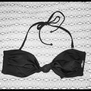 Black tie-front Strapless Bikini Top
